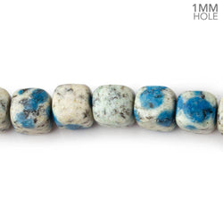 7.5-9mm K2 Azurite Granite "K2 Jasper" plain cubes 16 inch 45 beads 1mm large hole (ONLINE ORDER ONLY)