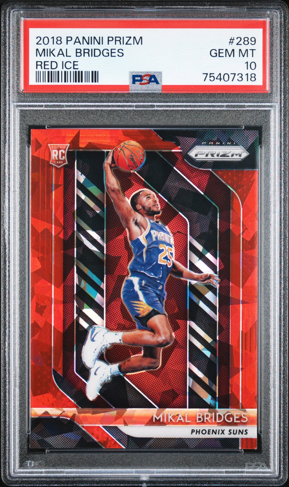Graded 2018 Panini Prizm Mikal Bridges #289 Red Ice Rookie RC Basketball Card PSA 10 Gem Mint (ONLINE ORDER ONLY)