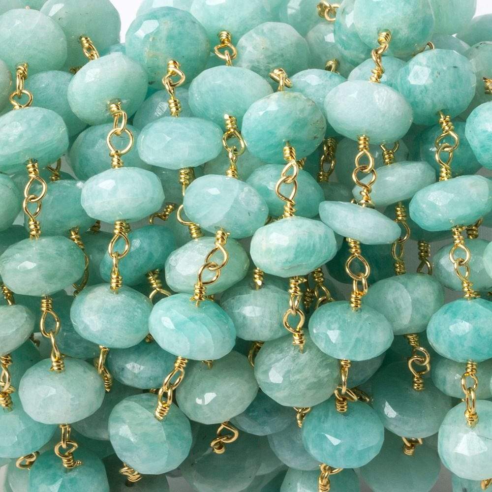 7.5mm Amazonite faceted rondelle Vermeil Chain by the foot 29 pieces (ONLINE ORDER ONLY)