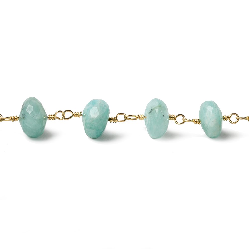 7.5mm Amazonite faceted rondelle Vermeil Chain by the foot 29 pieces (ONLINE ORDER ONLY)