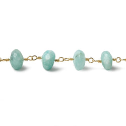 7.5mm Amazonite faceted rondelle Vermeil Chain by the foot 29 pieces (ONLINE ORDER ONLY)