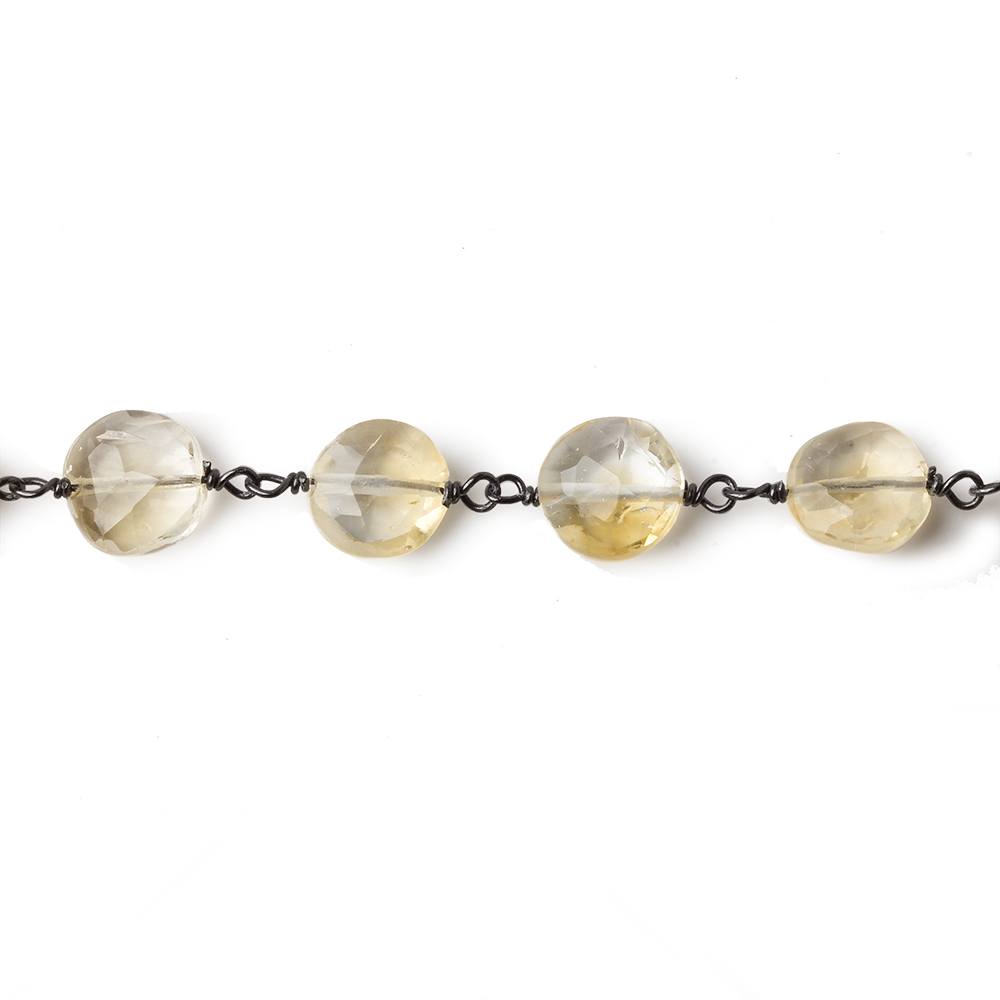 7.5mm Citrine faceted coin Black Gold over .925 Silver Chain by the foot 24 beads (ONLINE ORDER ONLY)