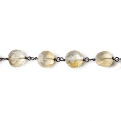 7.5mm Citrine faceted coin Black Gold over .925 Silver Chain by the foot 24 beads (ONLINE ORDER ONLY)