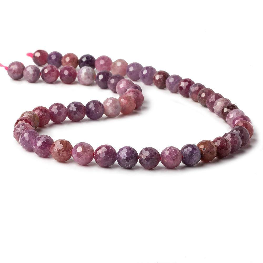 7.5mm Multi Color Sapphire and Ruby Faceted Round Beads 51 pieces 15.5 inch (ONLINE ORDER ONLY)