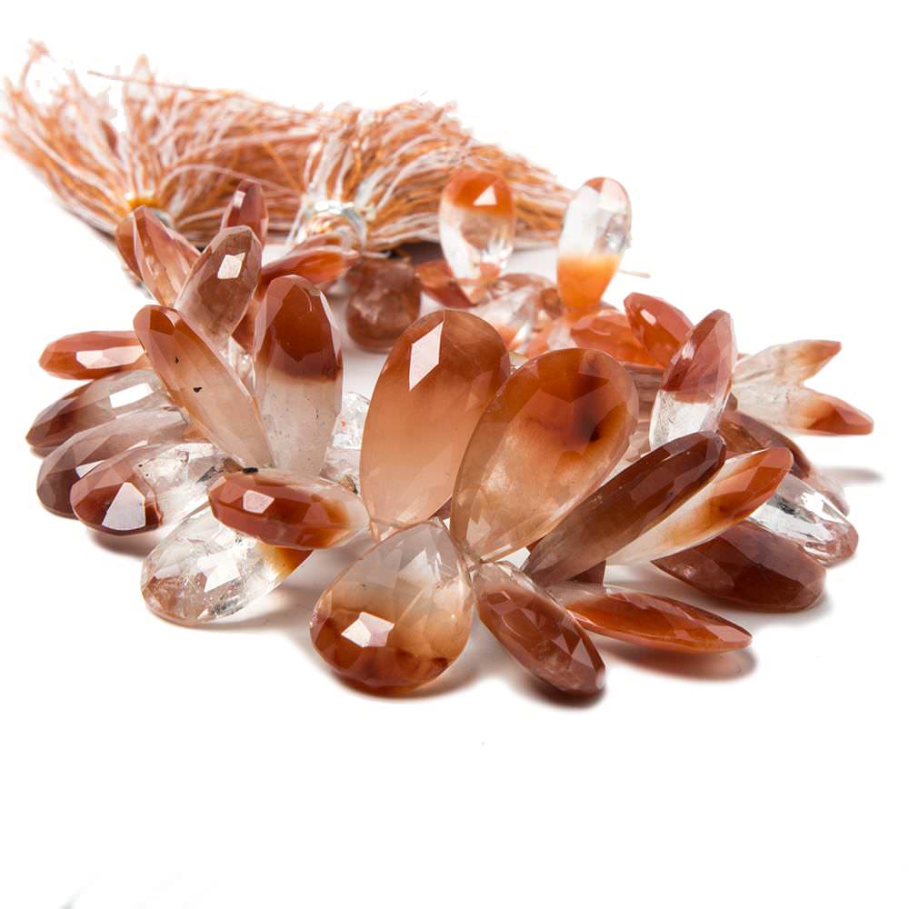 7.5x5-21x12.5mm Tangerine Quartz faceted pear beads 7.75 inch 55 pieces (ONLINE ORDER ONLY)