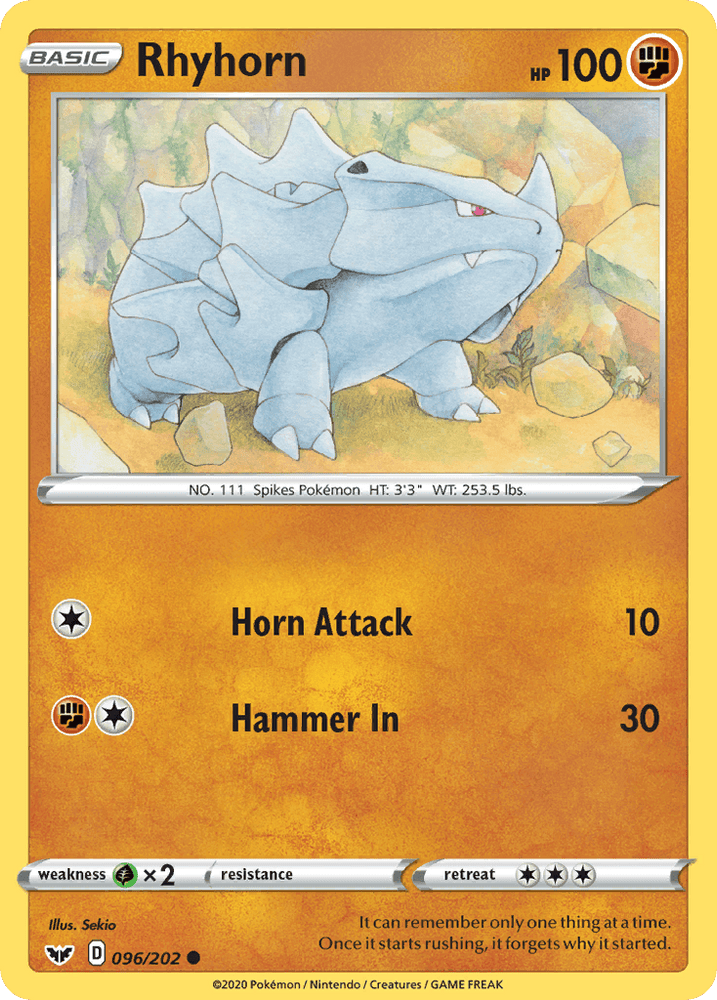 Rhyhorn (096/202) [Sword & Shield: Base Set] (Online Only)