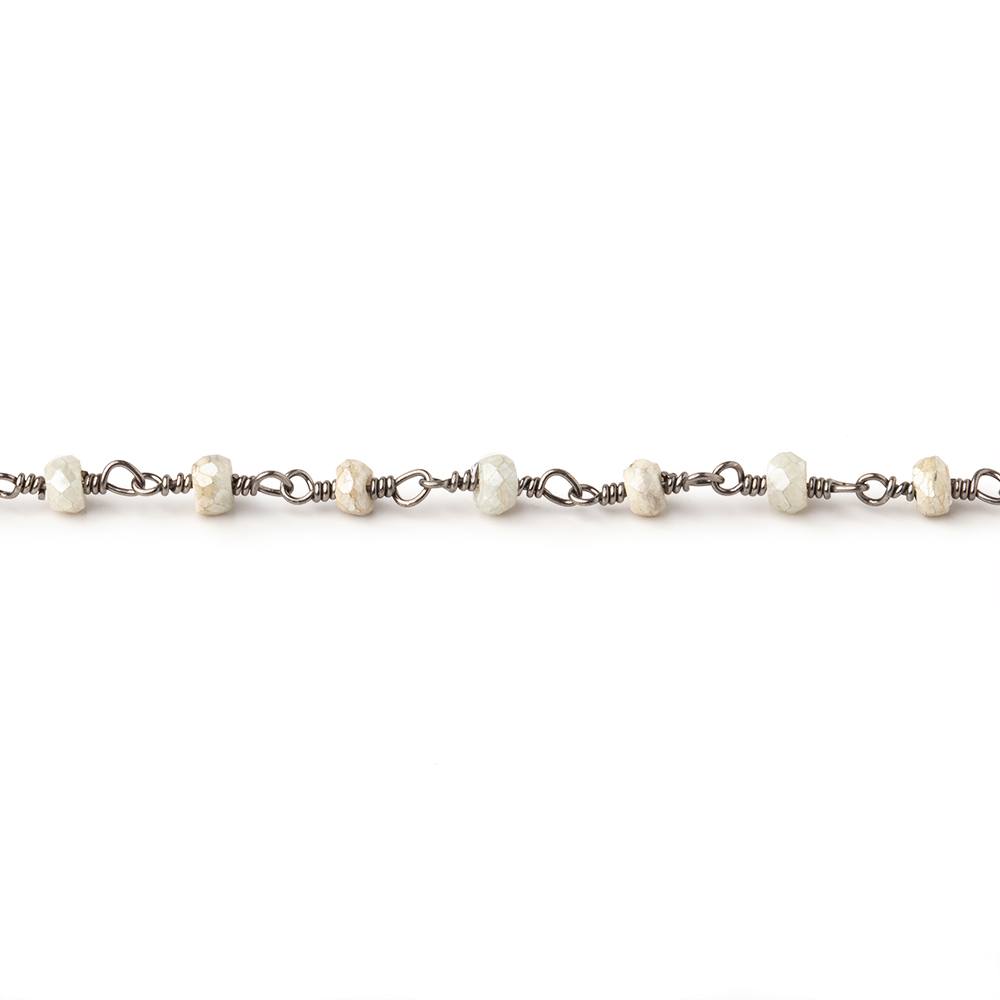 3mm Mystic Tan Sapphire faceted rondelles on Black Gold over .925 Chain (ONLINE ORDER ONLY)