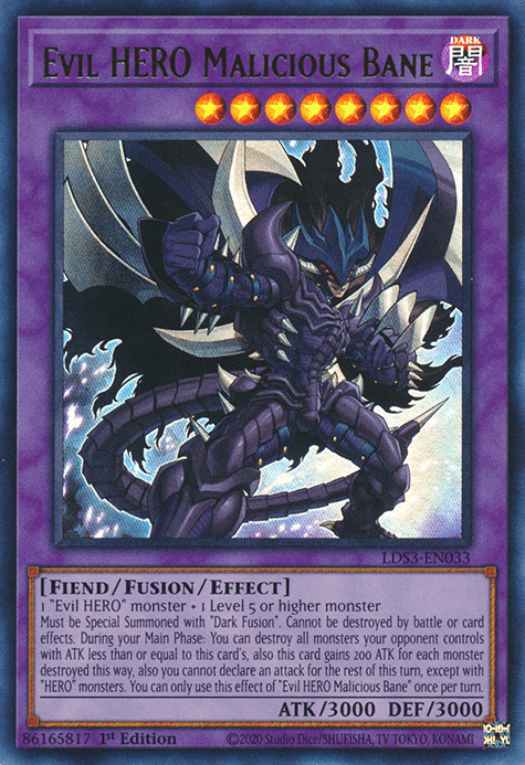 Evil HERO Malicious Bane [LDS3-EN033] Ultra Rare (ONLINE ORDER ONLY)