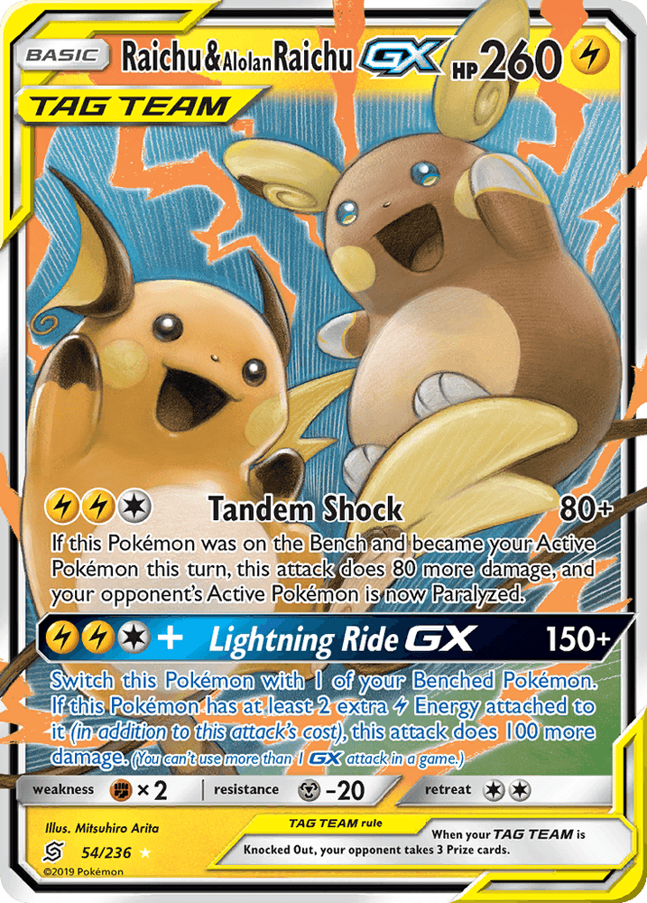 Raichu & Alolan Raichu GX (54/236) [Sun & Moon: Unified Minds] (Online Only)