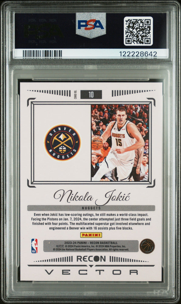 Graded 2023 Panini Recon Nikola Jokic #10 Vector Basketball Card PSA 8 Near Mint