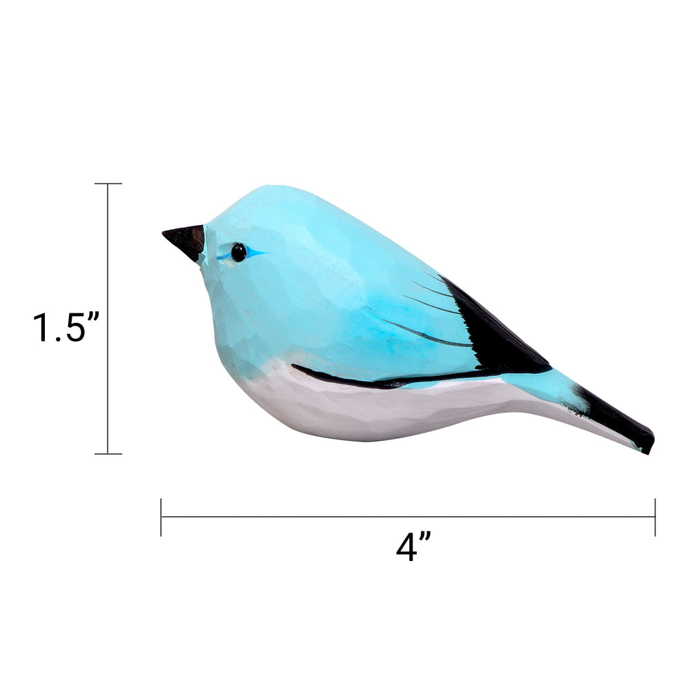 Hand-Carved Wooden Bird Figurine – Blue (ONLINE ORDER ONLY)