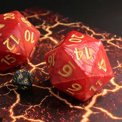 55mm Titan d20 (Red with Gold) Huge d20 for DND RPG (Online Only)