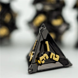 Black w/Gold Pinwheel Strengthened Metal 7-Dice Set | Metal DND Dice (Online Only)