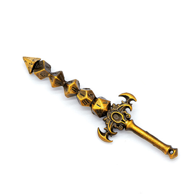 Dice Sword Gold 46mm x 9mm Trinket Novelty (Online Only)