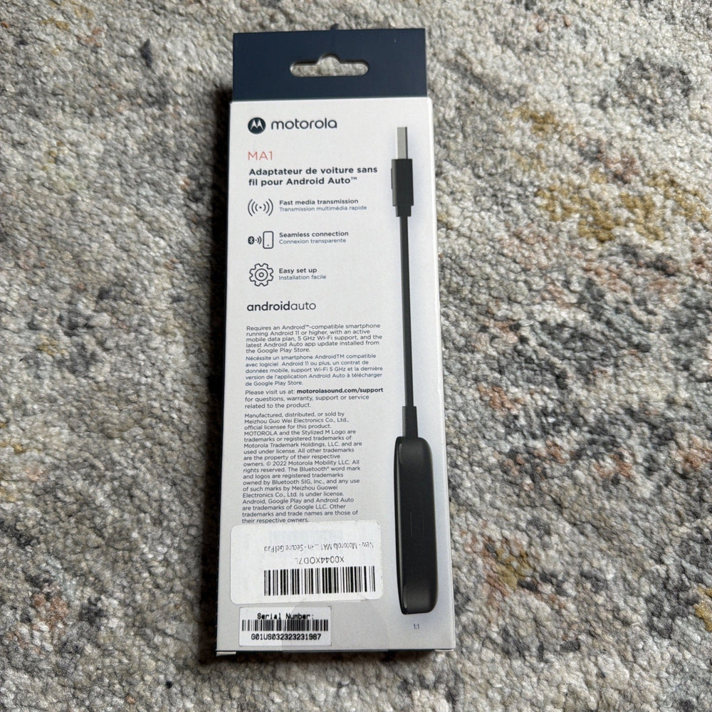 Motorola - MA1 Wireless Car Adapter for Android Auto - Brand New/ Sealed (ONLINE ORDER ONLY)