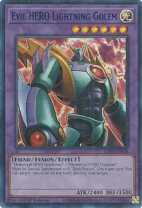 Evil HERO Lightning Golem (Blue) [LDS3-EN028] Ultra Rare (ONLINE ORDER ONLY)