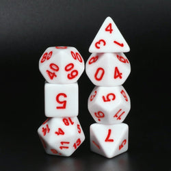 White Opaque with Red Numbering 7-Dice Set RPG (Online Only)