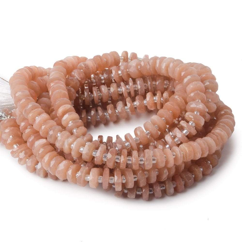 6.5mm Angel Skin Peach Moonstone faceted heishi beads 16 inch 100 pieces (ONLINE ORDER ONLY)