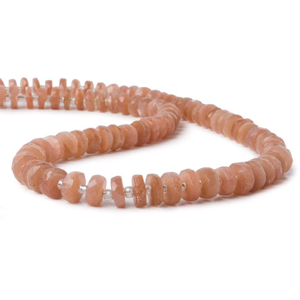 6.5mm Angel Skin Peach Moonstone faceted heishi beads 16 inch 100 pieces (ONLINE ORDER ONLY)