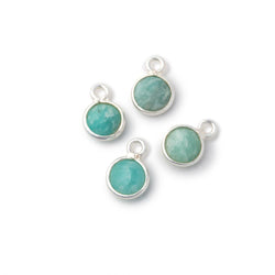 7mm Bezel Set Amazonite Faceted Coin Set of 4 Pendants (ONLINE ORDER ONLY)