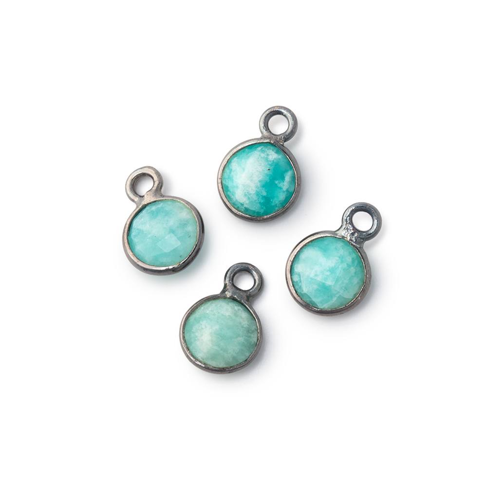 7mm Bezel Set Amazonite Faceted Coin Set of 4 Pendants (ONLINE ORDER ONLY)