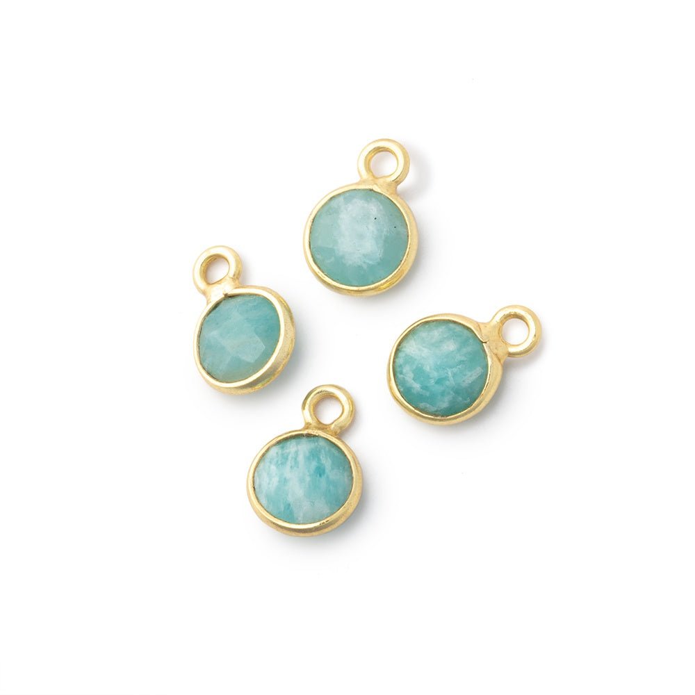 7mm Bezel Set Amazonite Faceted Coin Set of 4 Pendants (ONLINE ORDER ONLY)