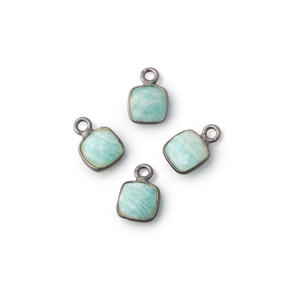 7mm Bezel Set Amazonite Faceted Cushion Set of 4 Pendants (ONLINE ORDER ONLY)