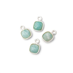 7mm Bezel Set Amazonite Faceted Cushion Set of 4 Pendants (ONLINE ORDER ONLY)