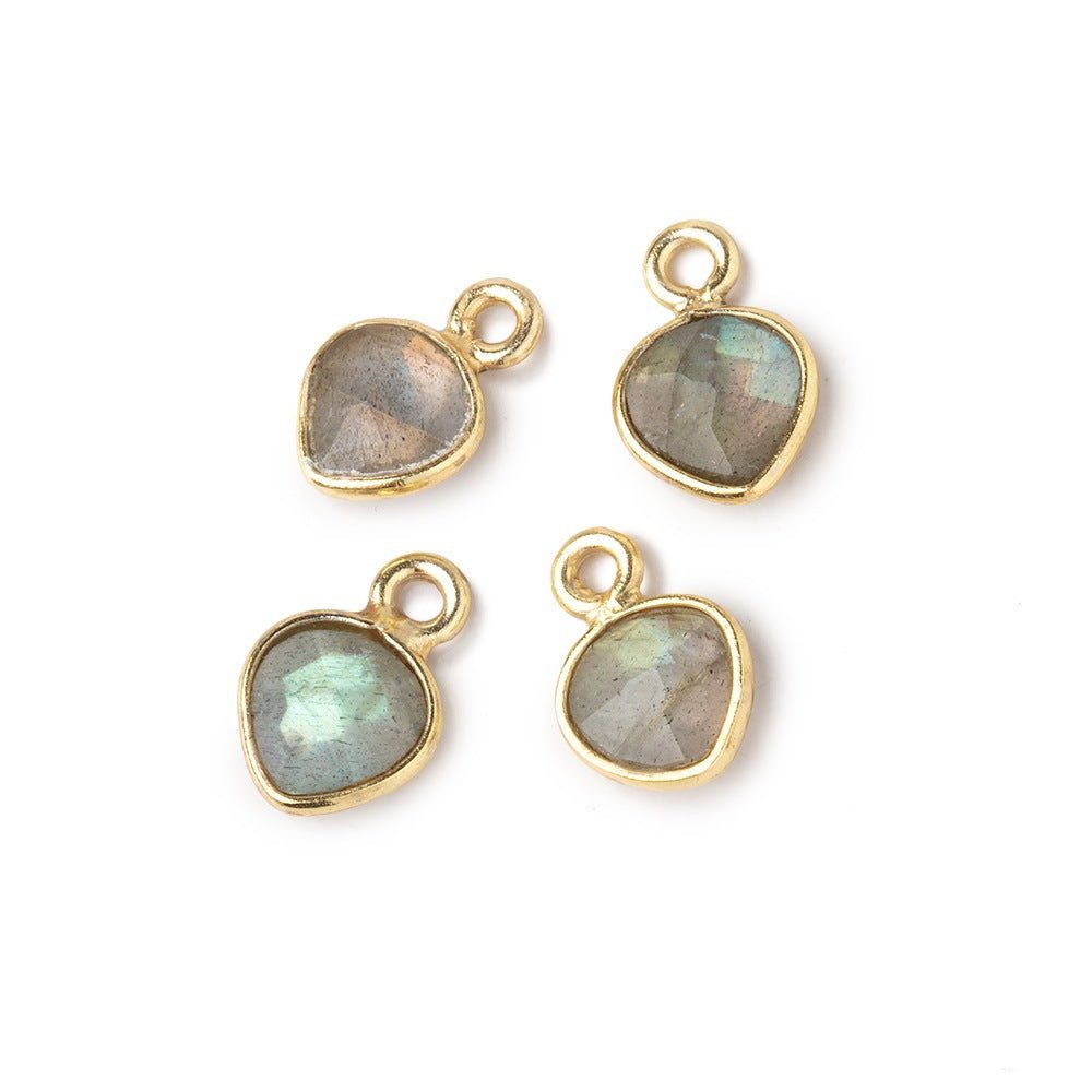 7mm Bezel Set Labradorite Faceted Heart Set of 4 Pendants (ONLINE ORDER ONLY)
