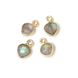 7mm Bezel Set Labradorite Faceted Heart Set of 4 Pendants (ONLINE ORDER ONLY)