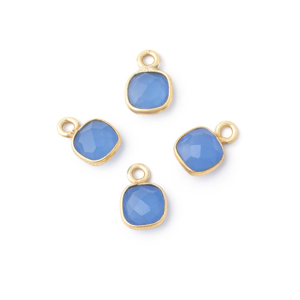 7mm Bezel Set Santorini Blue Chalcedony Faceted Cushion Set of 4 Pendants (ONLINE ORDER ONLY)