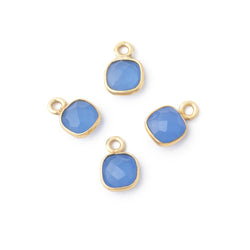 7mm Bezel Set Santorini Blue Chalcedony Faceted Cushion Set of 4 Pendants (ONLINE ORDER ONLY)