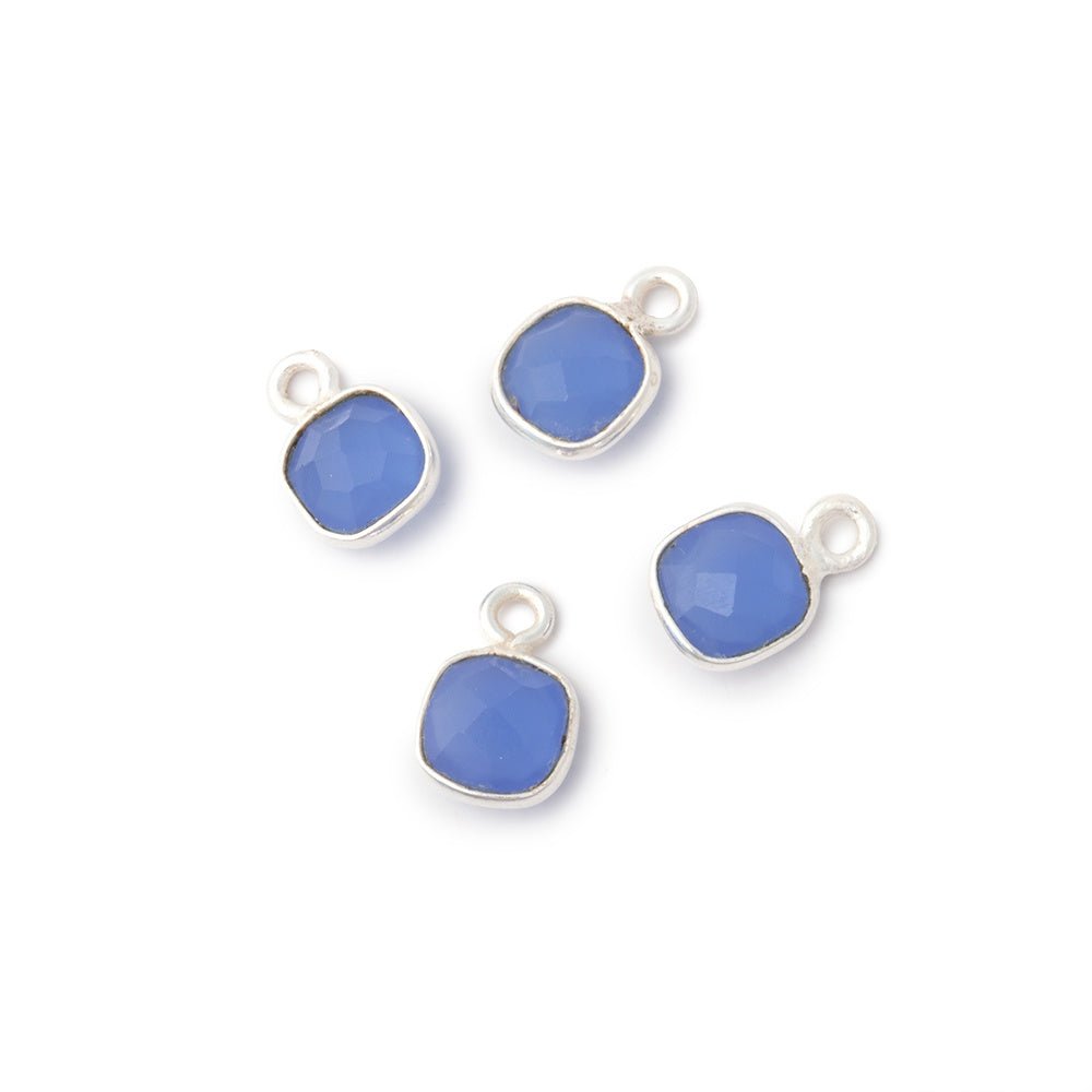 7mm Bezel Set Santorini Blue Chalcedony Faceted Cushion Set of 4 Pendants (ONLINE ORDER ONLY)