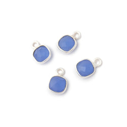 7mm Bezel Set Santorini Blue Chalcedony Faceted Cushion Set of 4 Pendants (ONLINE ORDER ONLY)