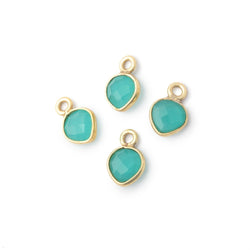 7mm Bezel Set Seafoam Blue Chalcedony Faceted Heart Set of 4 Pendants (ONLINE ORDER ONLY)