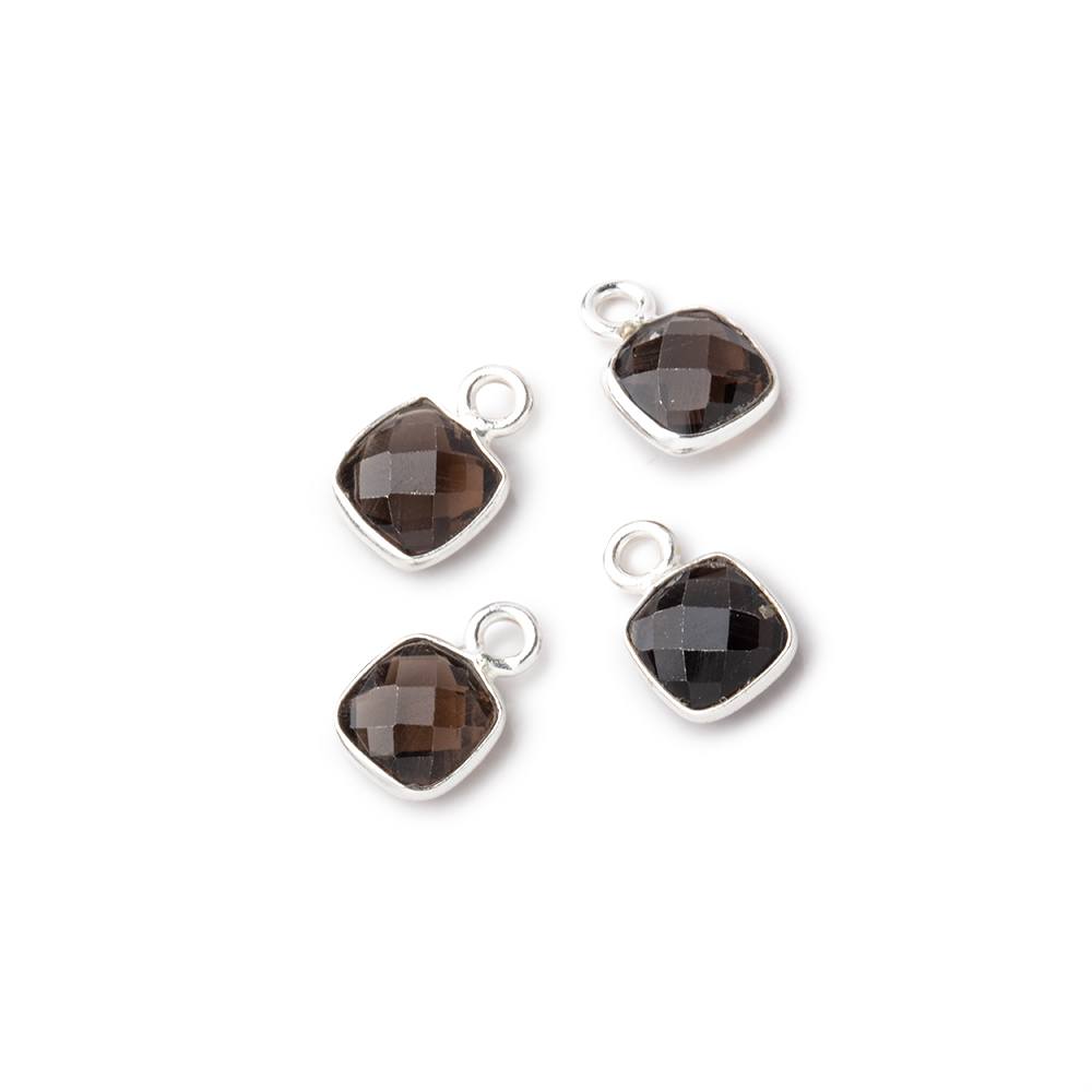 7mm Bezel Set Smoky Quartz Faceted Cushion Set of 4 Pendants (ONLINE ORDER ONLY)