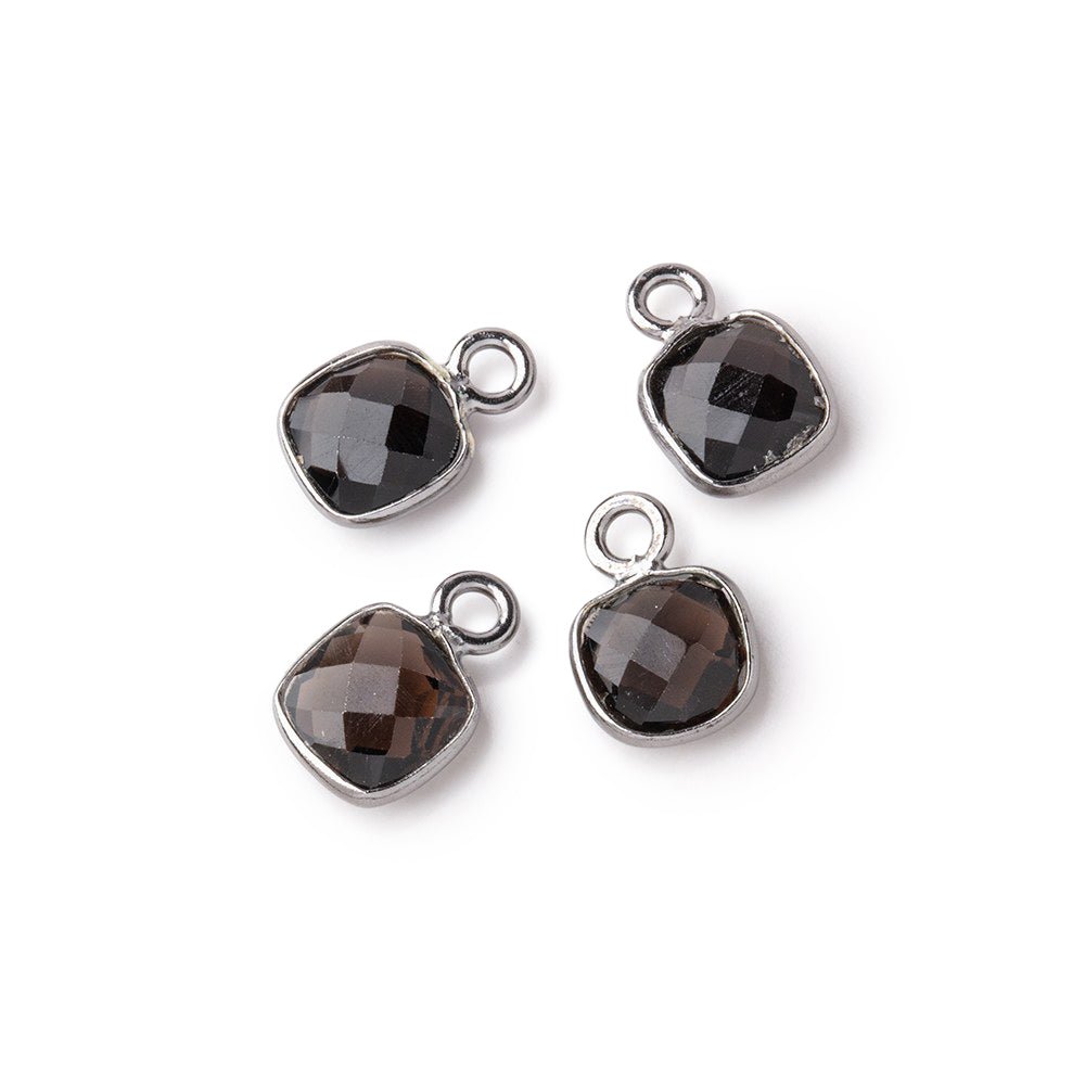 7mm Bezel Set Smoky Quartz Faceted Cushion Set of 4 Pendants (ONLINE ORDER ONLY)