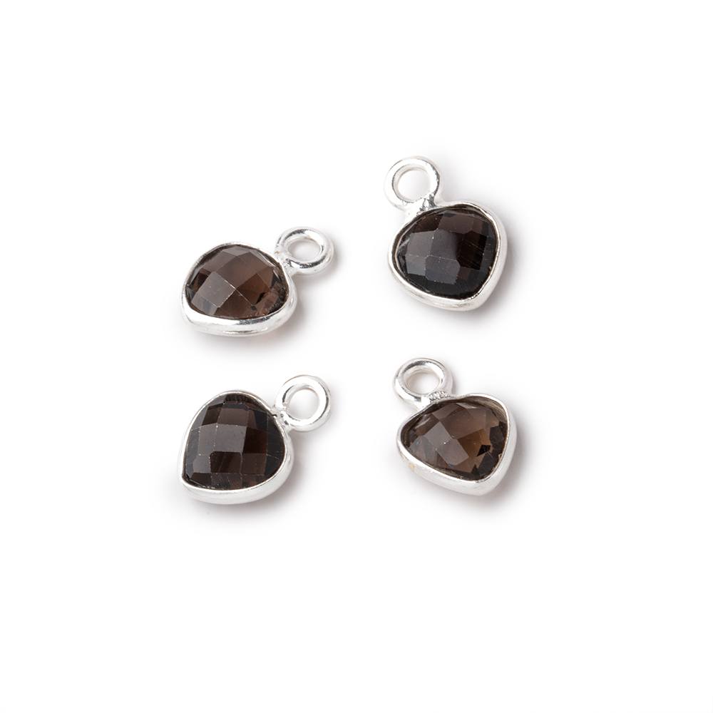 7mm Bezel Set Smoky Quartz Faceted Heart Set of 4 Pendants (ONLINE ORDER ONLY)