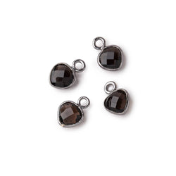 7mm Bezel Set Smoky Quartz Faceted Heart Set of 4 Pendants (ONLINE ORDER ONLY)