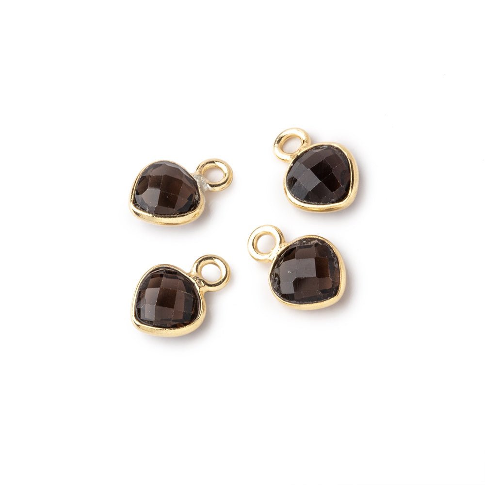 7mm Bezel Set Smoky Quartz Faceted Heart Set of 4 Pendants (ONLINE ORDER ONLY)