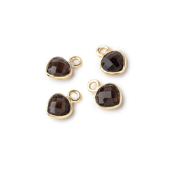 7mm Bezel Set Smoky Quartz Faceted Heart Set of 4 Pendants (ONLINE ORDER ONLY)