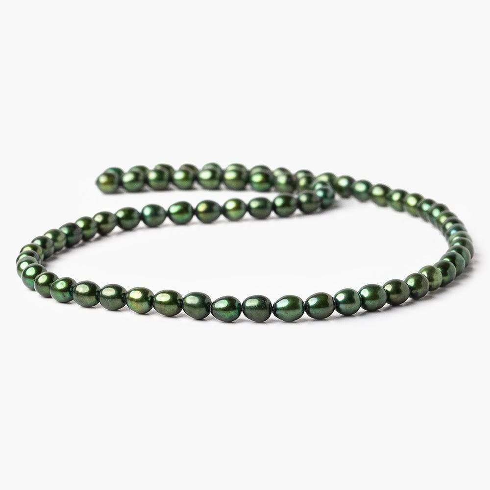 7mm Emerald Green Straight Drilled Oval Pearls, 15 inch, 63 pieces (ONLINE ORDER ONLY)