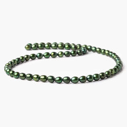 7mm Emerald Green Straight Drilled Oval Pearls, 15 inch, 63 pieces (ONLINE ORDER ONLY)