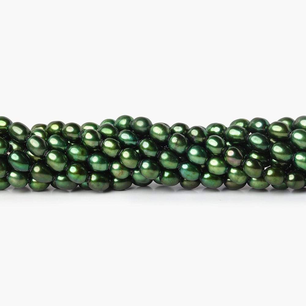 7mm Emerald Green Straight Drilled Oval Pearls, 15 inch, 63 pieces (ONLINE ORDER ONLY)