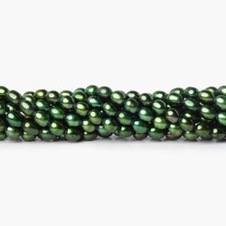 7mm Emerald Green Straight Drilled Oval Pearls, 15 inch, 63 pieces (ONLINE ORDER ONLY)