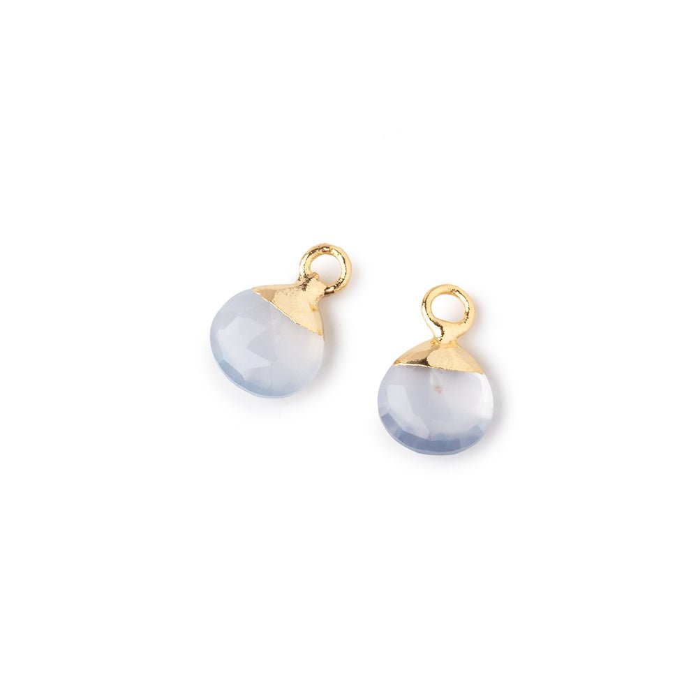 7mm Gold Leafed Natural Chalcedony Faceted Heart Set of 2 Pendants (ONLINE ORDER ONLY)