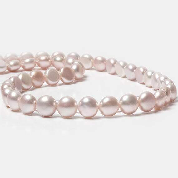 7mm Light Ice Pink Double Drilled Button Freshwater Pearls 15.5 inch 56 pcs (ONLINE ORDER ONLY)