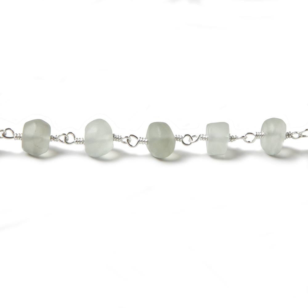 7mm Matte Prasiolite plain rondelle Silver plated Chain by the foot 28 pieces (ONLINE ORDER ONLY)
