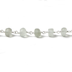 7mm Matte Prasiolite plain rondelle Silver plated Chain by the foot 28 pieces (ONLINE ORDER ONLY)