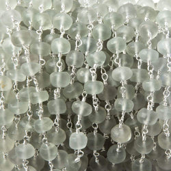 7mm Matte Prasiolite plain rondelle Silver plated Chain by the foot 28 pieces (ONLINE ORDER ONLY)